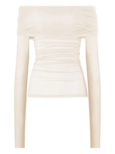 Wolford A Long-sleeved Sweater With Pleated Sleeves In White