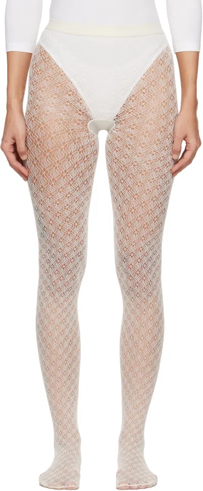 Wolford Off-white Blossom Net Tights