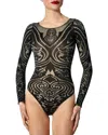 Wolford Paisley Tattoo Body In Grey/black