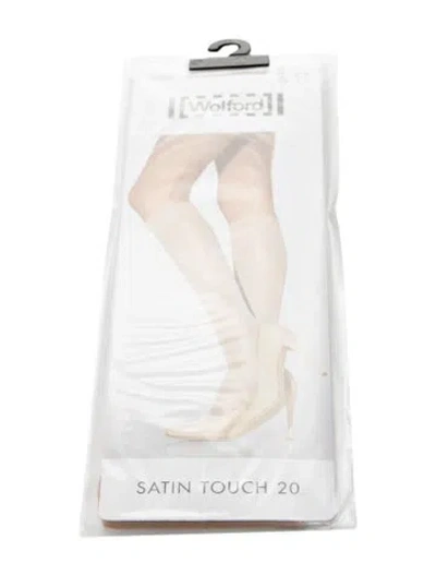 Pre-owned Wolford Pair Of Satin Touch 20 Hosiery In Neutral