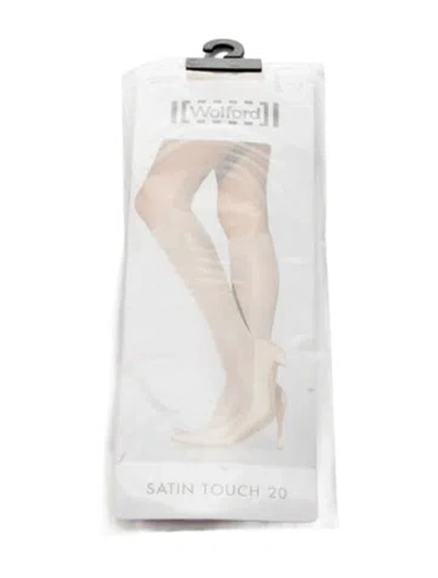 Pre-owned Wolford Pair Of Satin Touch 20 Hosiery In Neutral