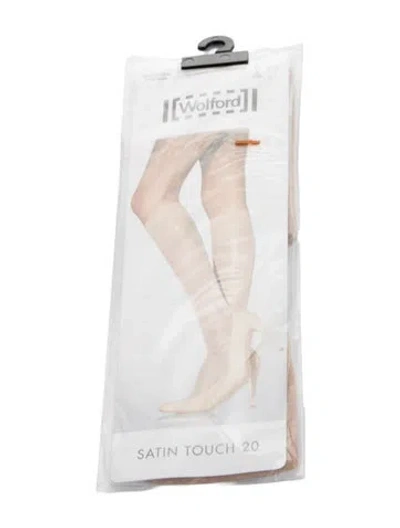 Pre-owned Wolford Pair Of Satin Touch 20 Hosiery W/tags In Neutral