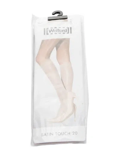 Pre-owned Wolford Pair Of Satin Touch 20 Hosiery W/tags In Neutral