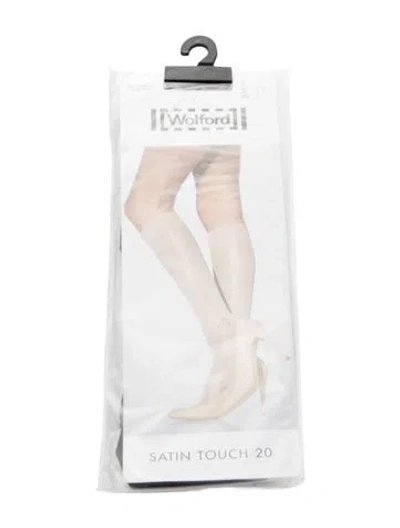 Pre-owned Wolford Pair Of Satin Touch 20 Hosiery W/tags In Neutral
