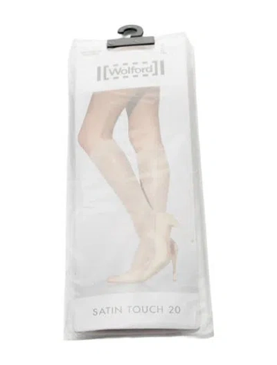 Pre-owned Wolford Pair Of Satin Touch 20 Hosiery W/tags In Neutral