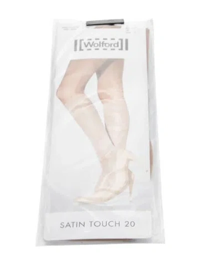 Pre-owned Wolford Pair Of Satin Touch 20 Hosiery W/tags In Neutral