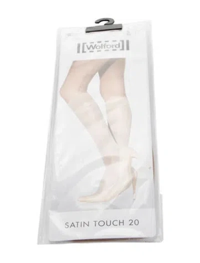 Pre-owned Wolford Pair Of Satin Touch 20 Hosiery W/tags In Neutral