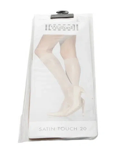 Pre-owned Wolford Pair Of Satin Touch 20 Hosiery W/tags In Neutral