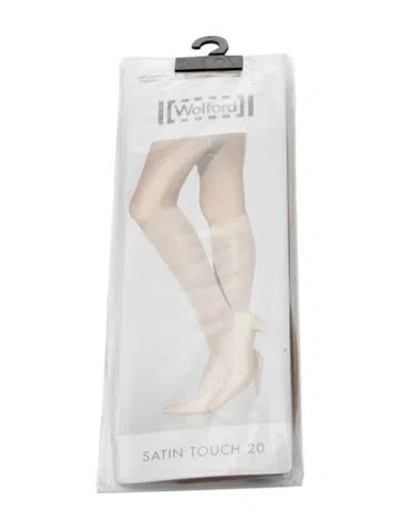 Pre-owned Wolford Pair Of Satin Touch 20 Hosiery W/tags In Neutral