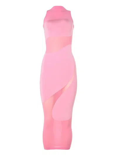 Wolford Panel-shade Midi Dress In Pink