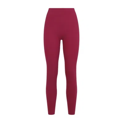 Wolford Slash Leggings Cut Out Waistband Seamless In Red