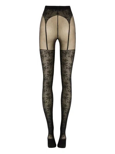 Wolford Passion Flower Floral Tights In Black