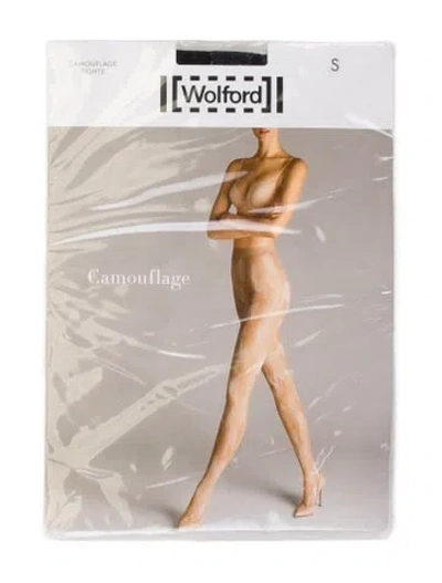 Pre-owned Wolford Pattern Printed Stockings W/tags In Black