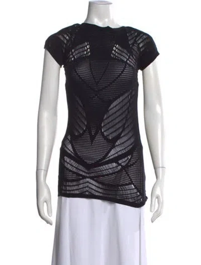 Pre-owned Wolford Patterned Crew Neck Top In Black