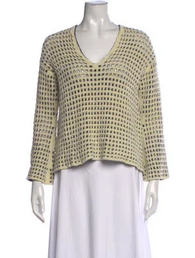 Pre-owned Wolford Patterned V-neck Sweater In Neutral