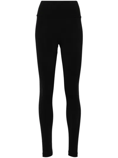 Wolford Logo-waistband Perforated Leggings In Black