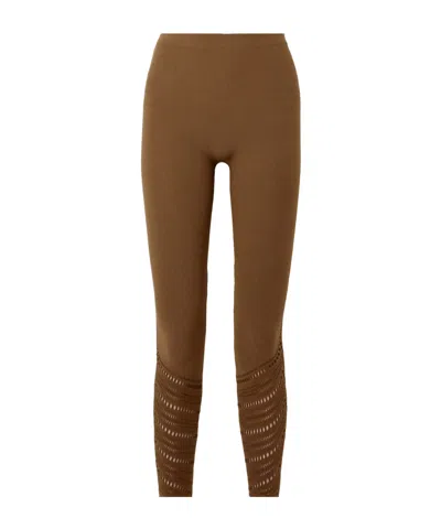 Wolford Perforated Wool-blend Leggings In Brown