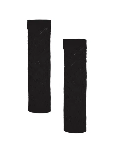 Wolford Perforated-knit Knee-high Socks In Black