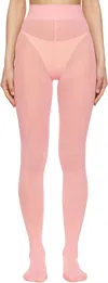 Wolford Pink Velvet De Luxe 66 Tights In 3225 Blush Pink