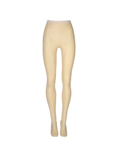 Wolford Polka-dot Net Tights In Yellow