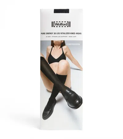 Wolford Pure Energy 30 Leg Vitalizer Knee-high Tights In Black
