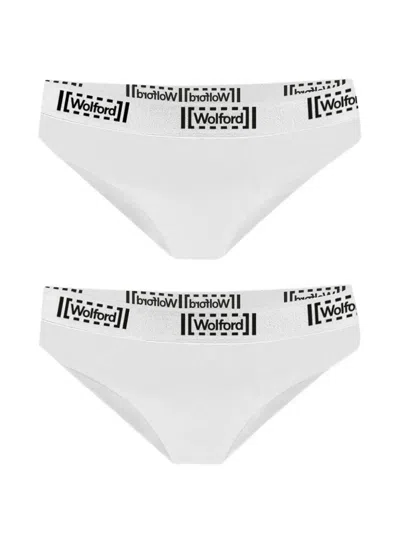 Wolford Pure Logo-waistband Briefs (set Of Two) In White