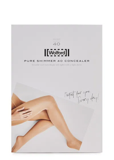 Wolford Pure Shimmer Conceal 40 Denier Tights In Gobi