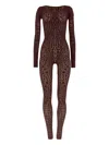 Wolford Python-pattern Long-sleeve Jumpsuit In Brown