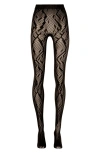 Wolford Python Print Net Tights In Black