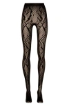 Wolford Python Print Net Tights In Black