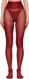 Wolford Red Neon 40 Tights In 3149 Soft Cherry