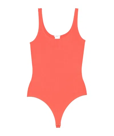 Wolford Red Scoop-neck Bodysuit