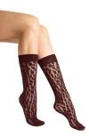Wolford Reptile Knit High Socks In Brown