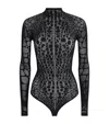 Wolford Reptile Net Bodysuit In Black
