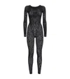 Wolford Reptile Patterned Long Sleeve Jumpsuit In Black