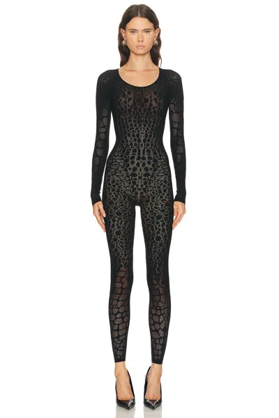 Wolford Reptile Net Jumpsuit In Black