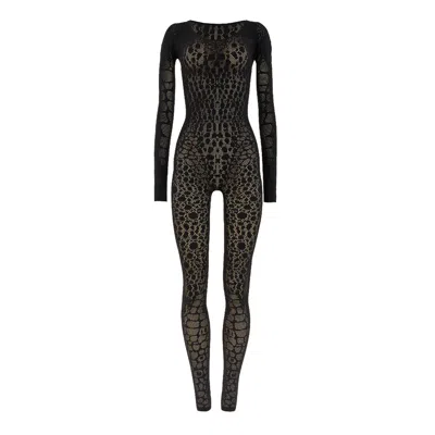 Wolford Reptile Net Jumpsuit In Black