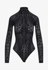 Wolford Geometric Sheer Long Sleeve Top In Black