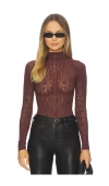 Wolford Reptile Net String Bodysuit In Burgundy