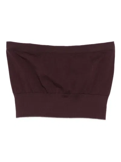 Wolford Ribbed Bandeu Top In Burgundy