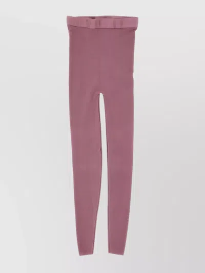 Wolford Ribbed High-waisted Leggings Elastic Waistband In Pink