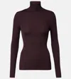 Wolford Ribbed-knit Virgin Wool Turtleneck Top In Purple