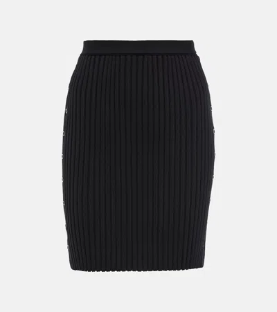 Wolford Ribbed-knit Wool And Cotton Miniskirt In Black