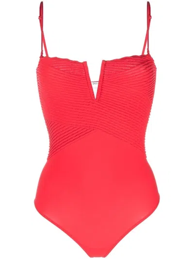 Wolford Ribbed Spaghetti-strap Top In Red