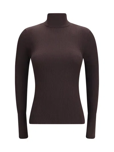 Wolford Ribbed Wool Turtleneck Sweater In Purple
