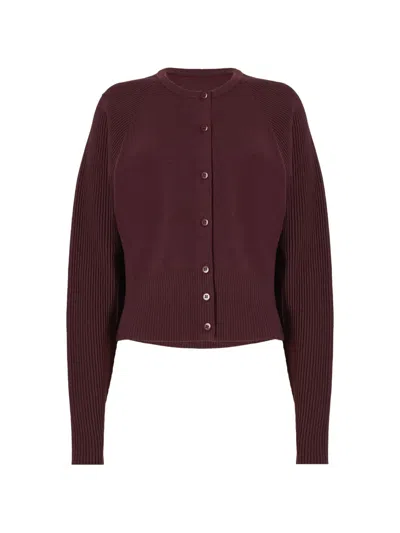 Wolford Ribbed-knit Cropped Cardigan In Burgundy