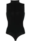 Wolford Fitted Turtleneck Bodysuit With Seamless Circular Knit In Black