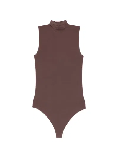 Wolford Roll-neck Sleeveless Bodysuit In Brown