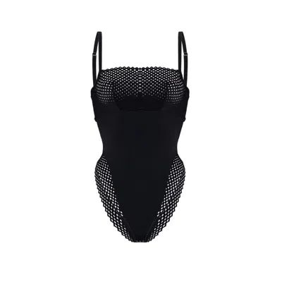 Wolford Romantic Net Bodysuit In Black