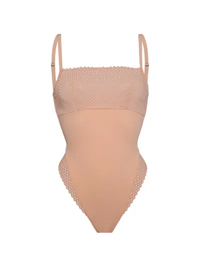 Wolford Romantic Net Bodysuit In Nude